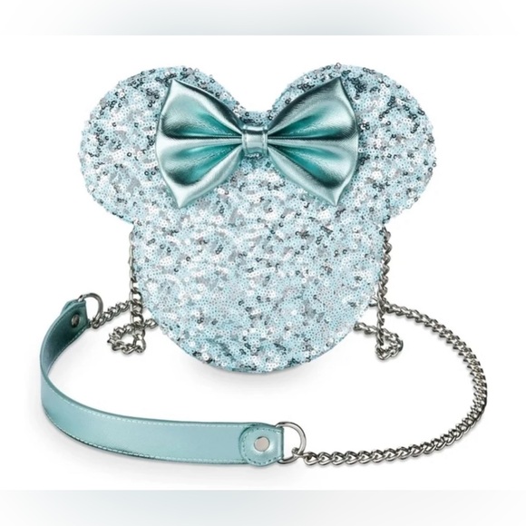 Loungefly Handbags - Loungefly Disney Parks Arendelle Aqua Blue Sequin Minnie Crossbody Purse Bag